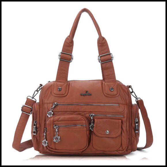 Handbags - Large Hobo Tote Satchel Bag Soft Leather Multi Pocket Convertible Shoulder Bag